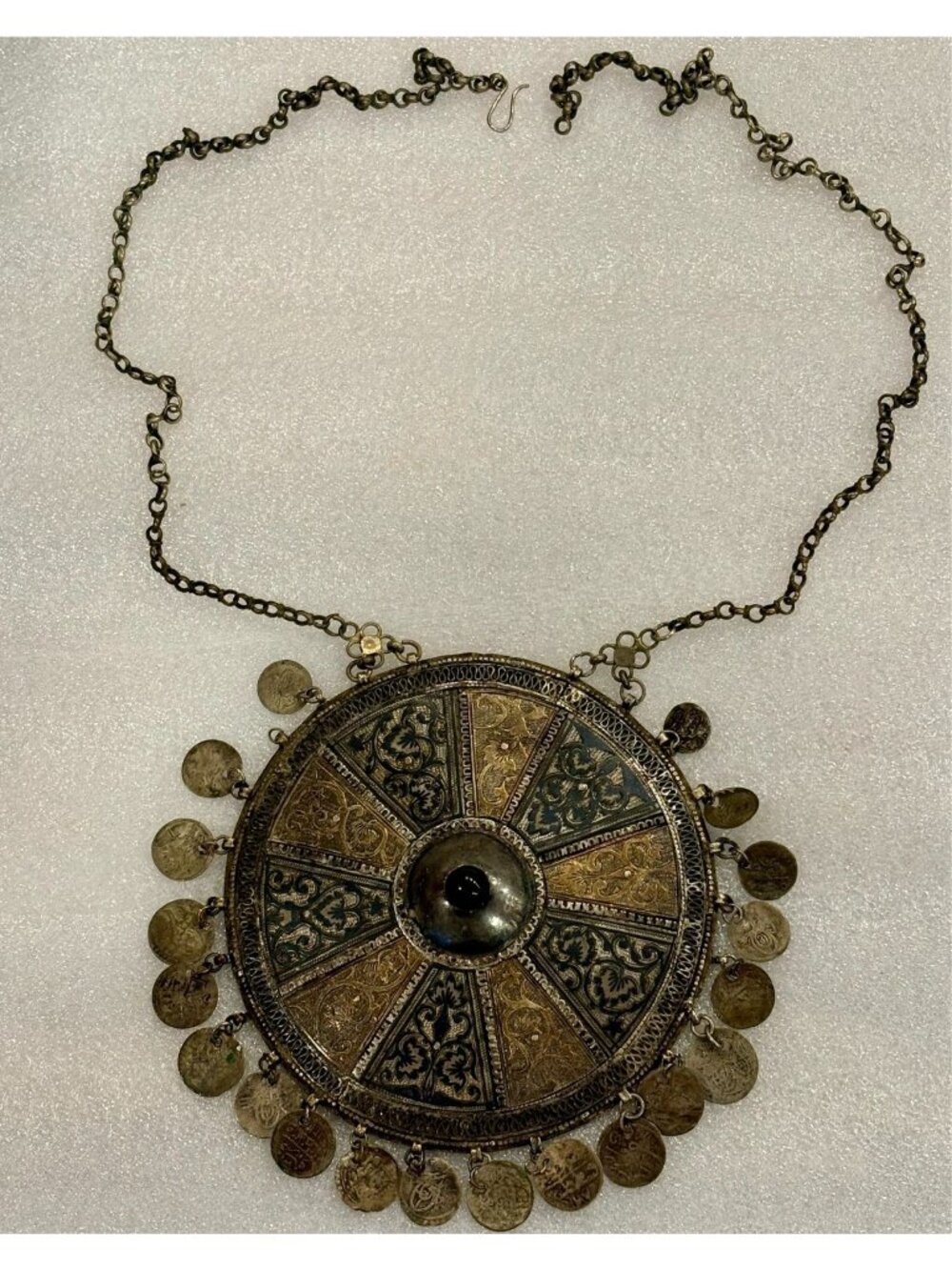 Vintage Copper Brass Medallion Coins Handcrafted Statement Necklace